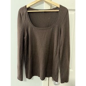 Peruvian Connection Pima Cotton Wide Scoop Neck Sweater Sz M Y2K Choco Brown